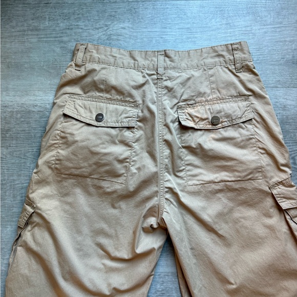 GANNI Twill Camel Cargo Pants Drawstring Hem High Rise Sz 34/US2 Organic Cotton - Picture 9 of 16